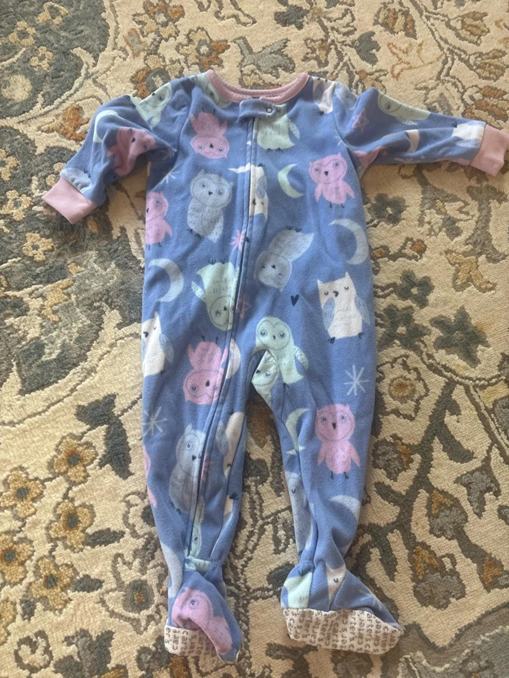 Carter's Blue Owl & Moon Print Footie One-Piece